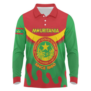 Personalized Mauritania Long Sleeve Polo Shirt Map Flag - Independence Day 1960