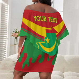 Personalized Mauritania Off Shoulder Short Dress Map Flag - Independence Day 1960