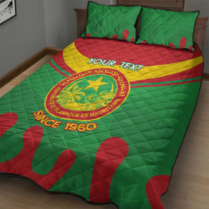 Personalized Mauritania Quilt Bed Set Map Flag - Independence Day 1960