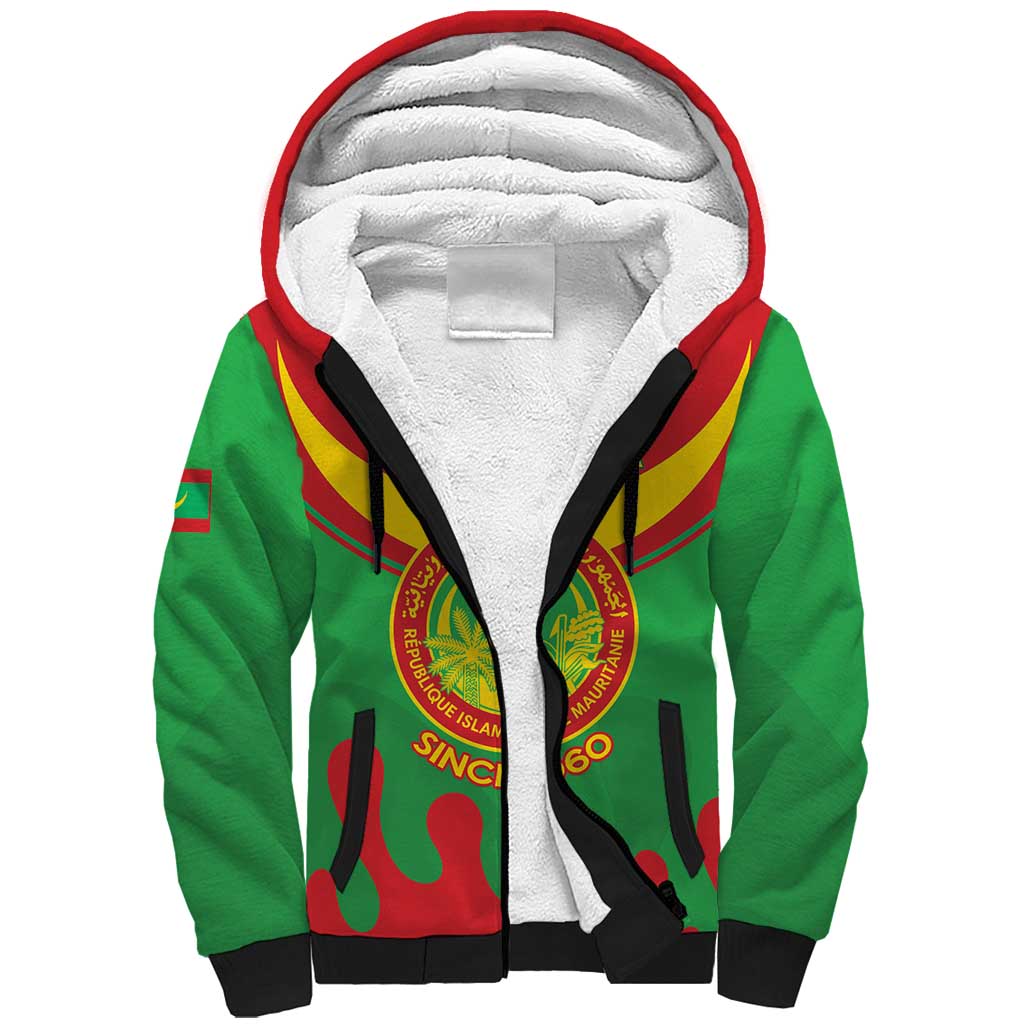 Personalized Mauritania Sherpa Hoodie Map Flag - Independence Day 1960