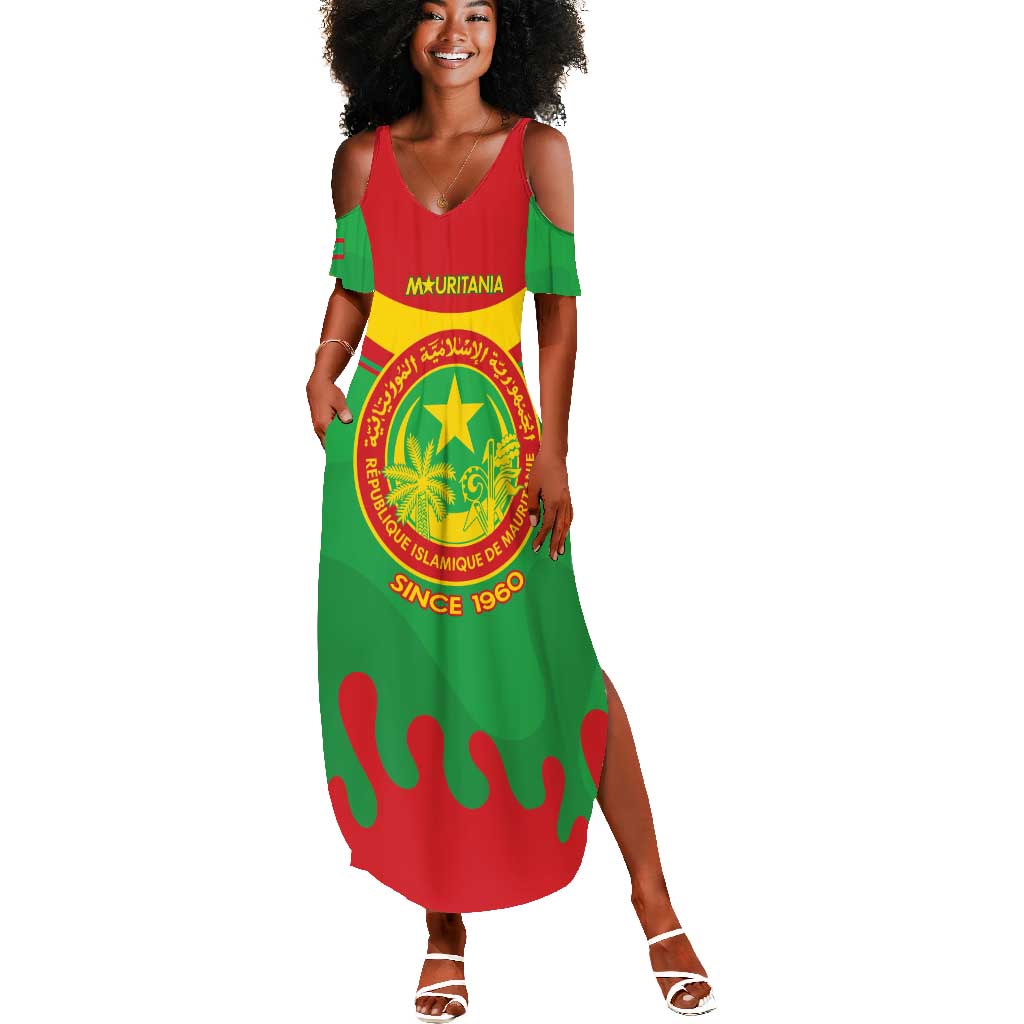 Personalized Mauritania Summer Maxi Dress Map Flag - Independence Day 1960