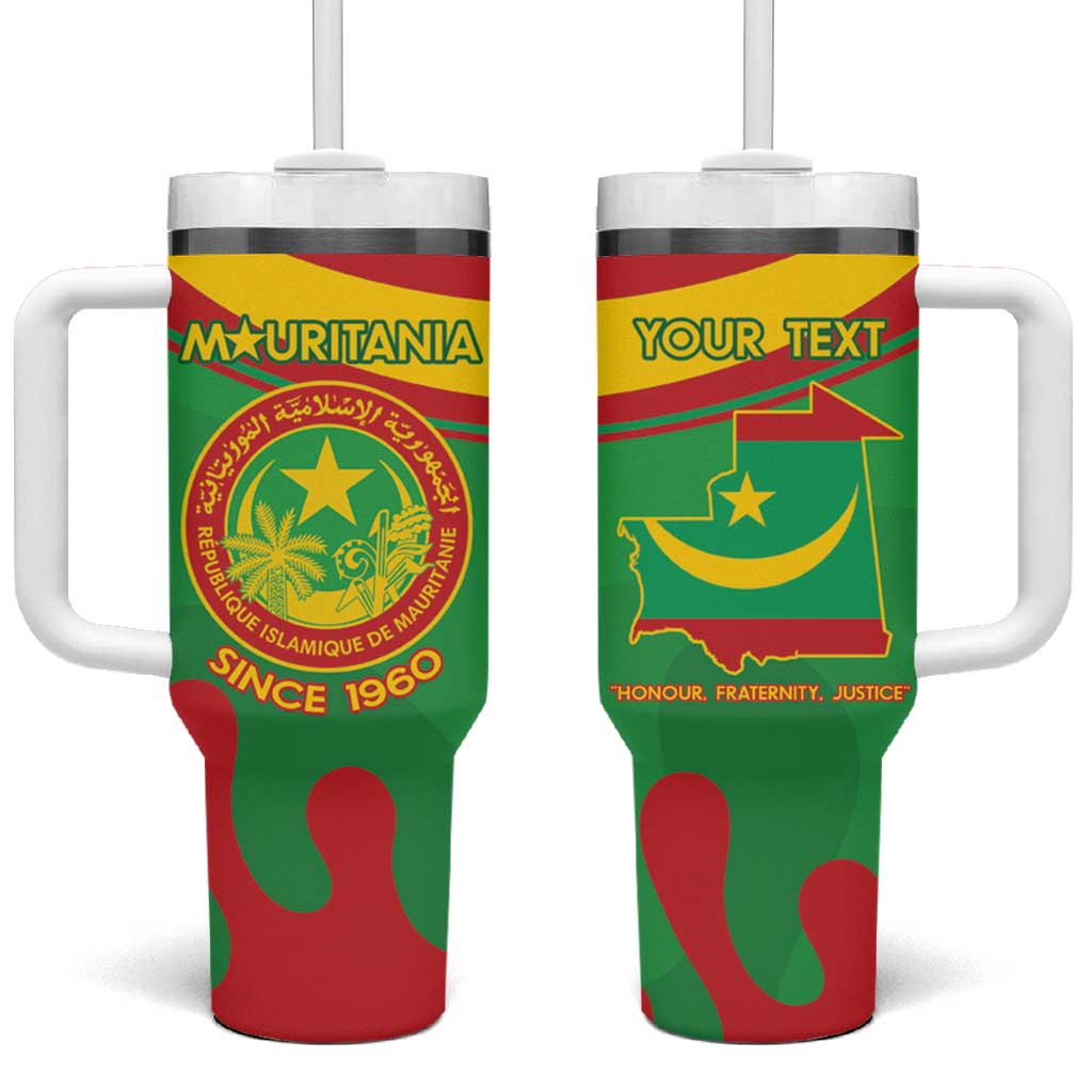 Personalized Mauritania Tumbler With Handle Map Flag - Independence Day 1960