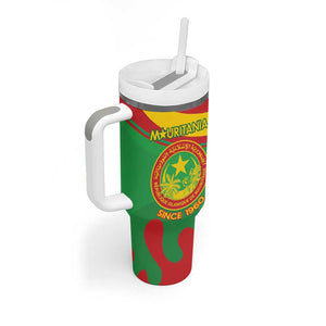 Personalized Mauritania Tumbler With Handle Map Flag - Independence Day 1960