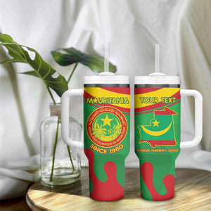 Personalized Mauritania Tumbler With Handle Map Flag - Independence Day 1960