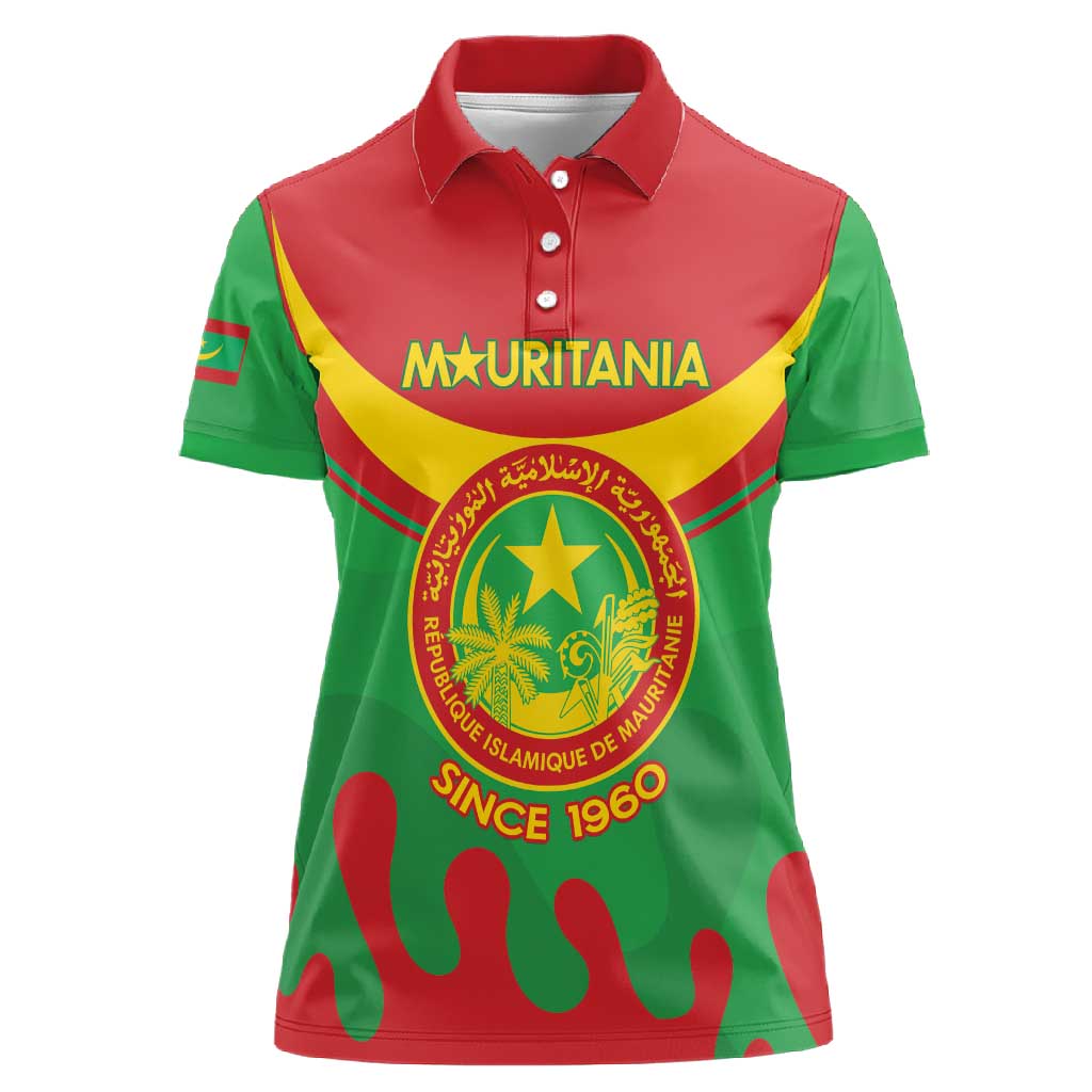 Personalized Mauritania Women Polo Shirt Map Flag - Independence Day 1960