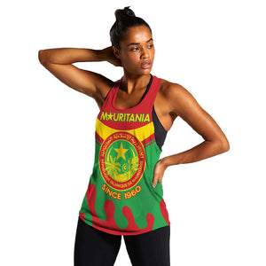 Personalized Mauritania Women Racerback Tank Map Flag - Independence Day 1960