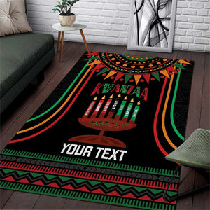 Personalized Afro-American Kwanzaa Area Rug Kinara Candles African Pattern