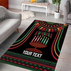 Personalized Afro-American Kwanzaa Area Rug Kinara Candles African Pattern