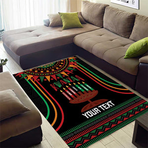 Personalized Afro-American Kwanzaa Area Rug Kinara Candles African Pattern