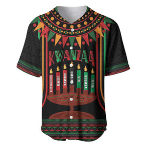 Personalized Afro-American Kwanzaa Baseball Jersey Kinara Candles African Pattern