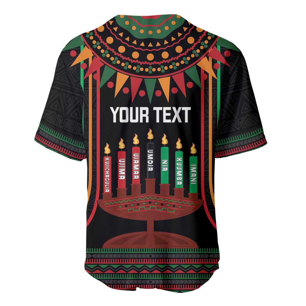 Personalized Afro-American Kwanzaa Baseball Jersey Kinara Candles African Pattern