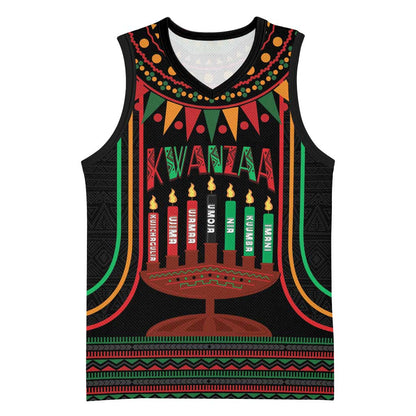 Personalized Afro-American Kwanzaa Basketball Jersey Kinara Candles African Pattern LT14