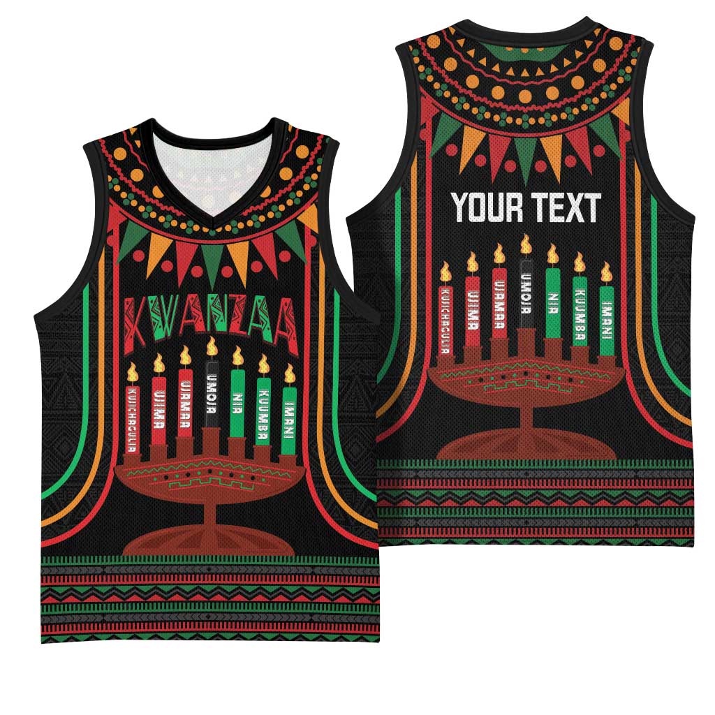Personalized Afro-American Kwanzaa Basketball Jersey Kinara Candles African Pattern LT14