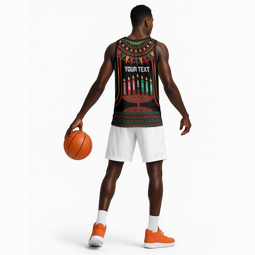 Personalized Afro-American Kwanzaa Basketball Jersey Kinara Candles African Pattern LT14
