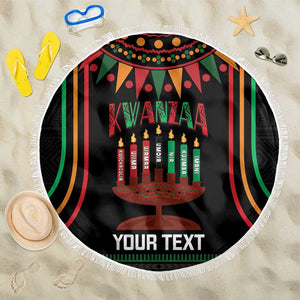 Personalized Afro-American Kwanzaa Beach Blanket Kinara Candles African Pattern