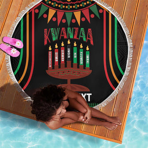 Personalized Afro-American Kwanzaa Beach Blanket Kinara Candles African Pattern