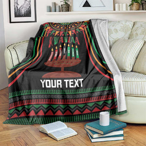 Personalized Afro-American Kwanzaa Blanket Kinara Candles African Pattern