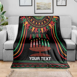 Personalized Afro-American Kwanzaa Blanket Kinara Candles African Pattern