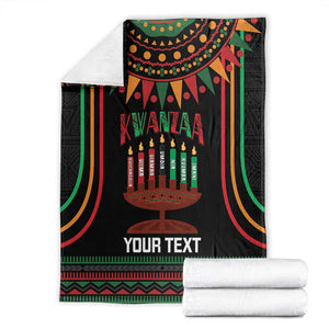 Personalized Afro-American Kwanzaa Blanket Kinara Candles African Pattern