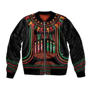 Personalized Afro-American Kwanzaa Bomber Jacket Kinara Candles African Pattern