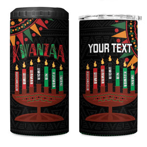 Personalized Afro-American Kwanzaa 4 in 1 Can Cooler Tumbler Kinara Candles African Pattern