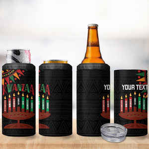 Personalized Afro-American Kwanzaa 4 in 1 Can Cooler Tumbler Kinara Candles African Pattern