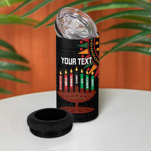 Personalized Afro-American Kwanzaa 4 in 1 Can Cooler Tumbler Kinara Candles African Pattern