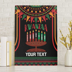 Personalized Afro-American Kwanzaa Canvas Wall Art Kinara Candles African Pattern