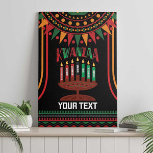 Personalized Afro-American Kwanzaa Canvas Wall Art Kinara Candles African Pattern