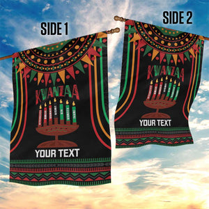 Personalized Afro-American Kwanzaa Garden Flag Kinara Candles African Pattern