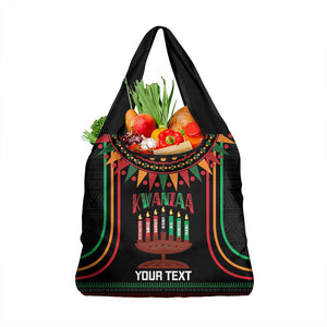 Personalized Afro-American Kwanzaa Grocery Bag Kinara Candles African Pattern