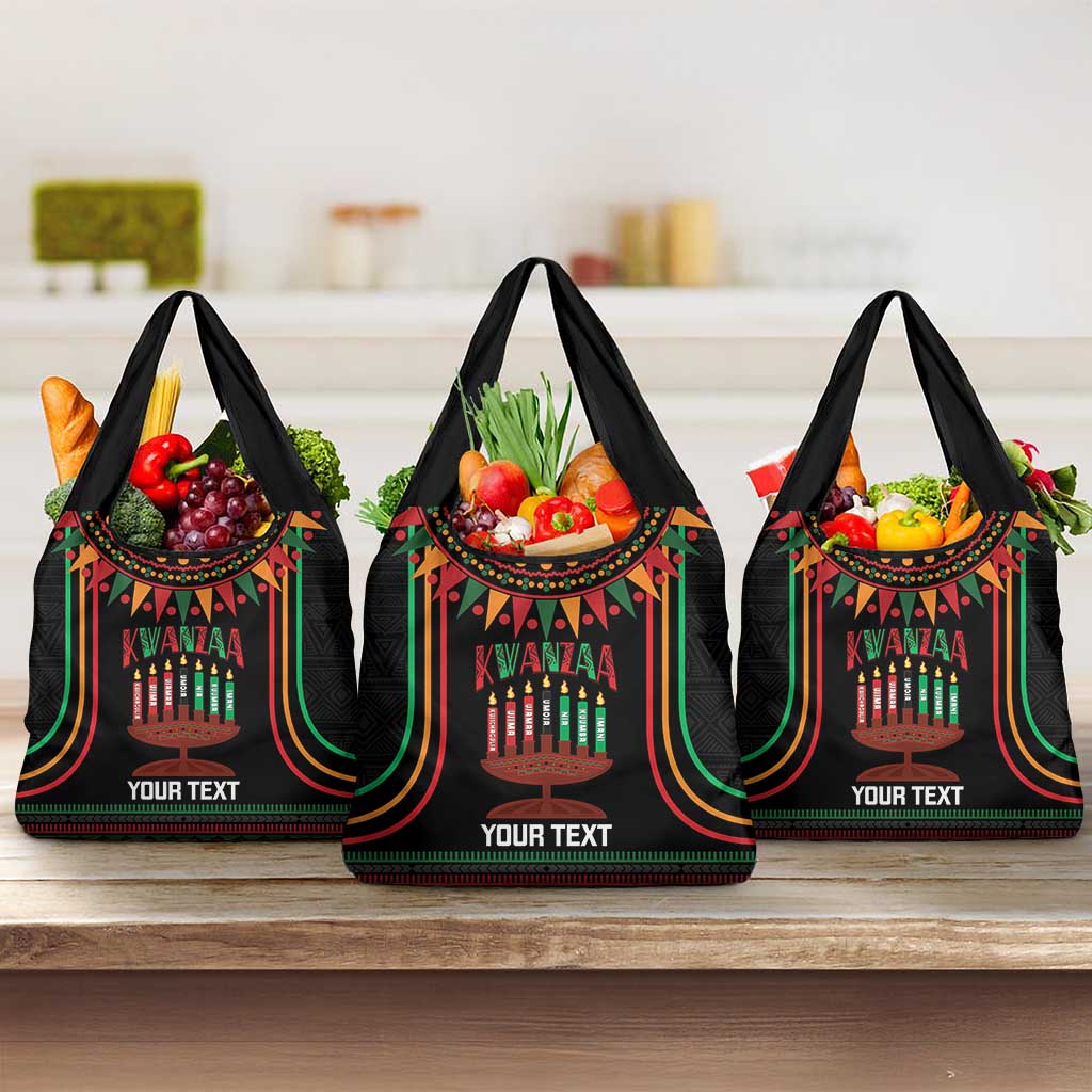 Personalized Afro-American Kwanzaa Grocery Bag Kinara Candles African Pattern