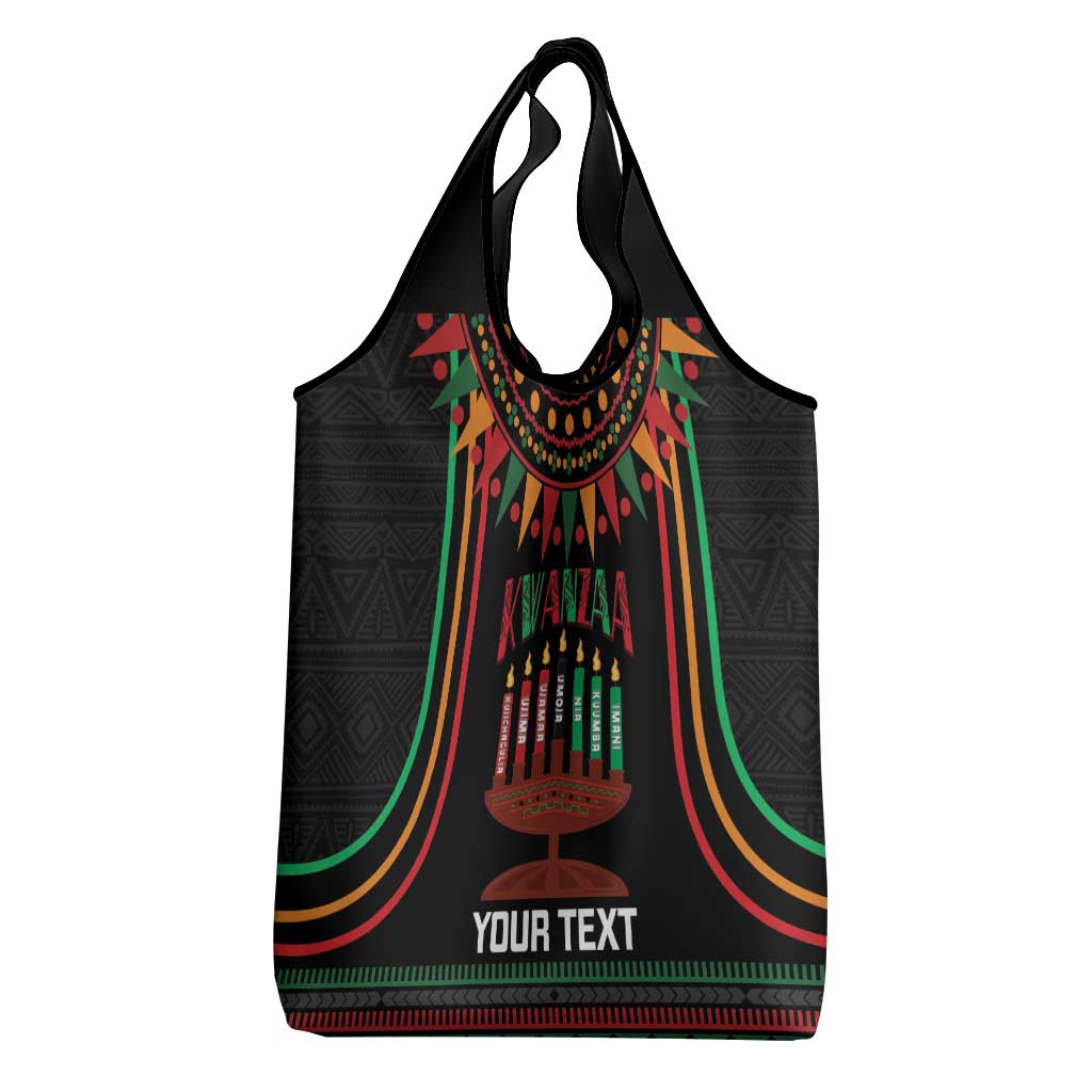 Personalized Afro-American Kwanzaa Grocery Bag Kinara Candles African Pattern