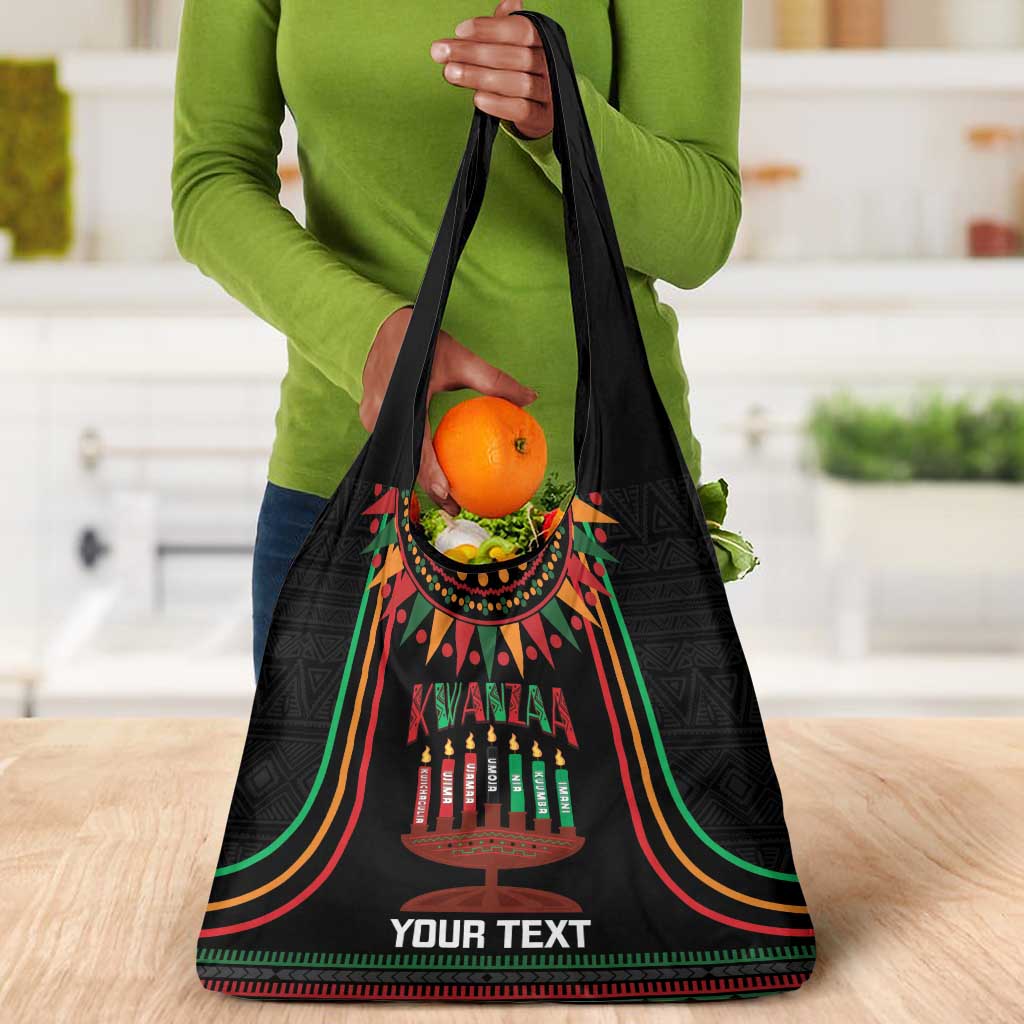 Personalized Afro-American Kwanzaa Grocery Bag Kinara Candles African Pattern