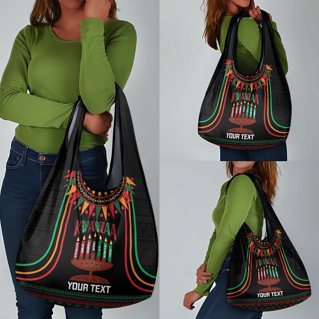 Personalized Afro-American Kwanzaa Grocery Bag Kinara Candles African Pattern