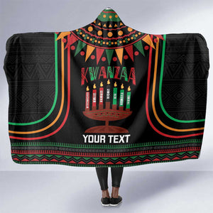 Personalized Afro-American Kwanzaa Hooded Blanket Kinara Candles African Pattern