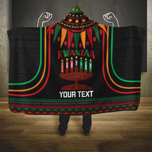 Personalized Afro-American Kwanzaa Hooded Blanket Kinara Candles African Pattern