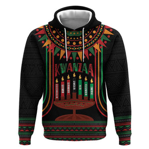 Personalized Afro-American Kwanzaa Hoodie Kinara Candles African Pattern