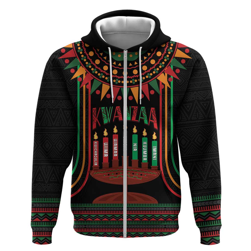 Personalized Afro-American Kwanzaa Hoodie Kinara Candles African Pattern