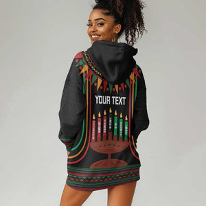 Personalized Afro-American Kwanzaa Hoodie Dress Kinara Candles African Pattern