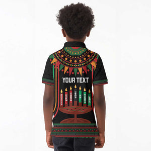 Personalized Afro-American Kwanzaa Kid Polo Shirt Kinara Candles African Pattern