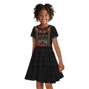 Personalized Afro-American Kwanzaa Kid Short Sleeve Dress Kinara Candles African Pattern