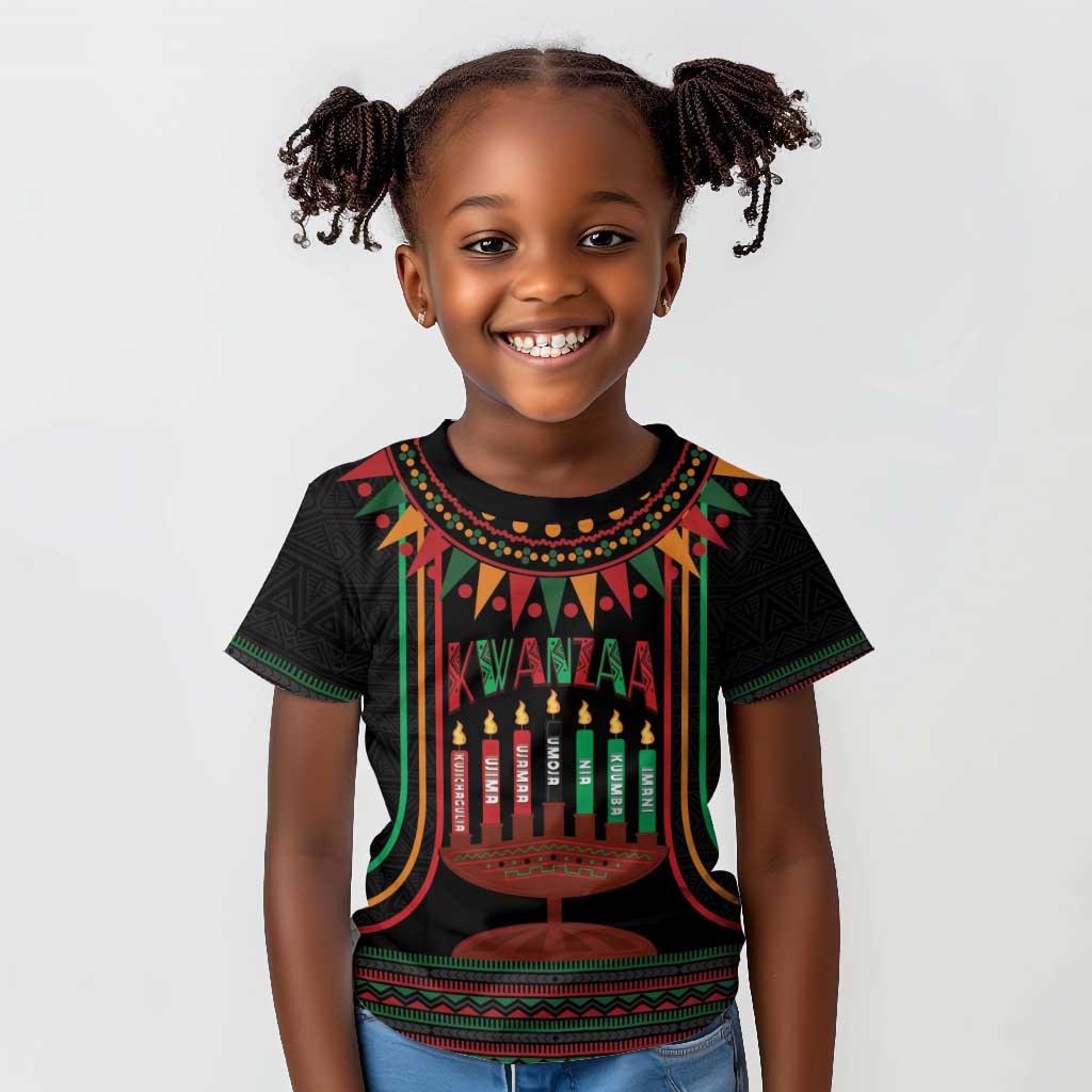 Personalized Afro-American Kwanzaa Kid T shirt Kinara Candles African Pattern