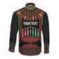 Personalized Afro-American Kwanzaa Long Sleeve Button Shirt Kinara Candles African Pattern