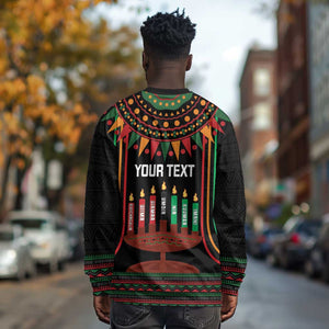 Personalized Afro-American Kwanzaa Long Sleeve Shirt Kinara Candles African Pattern