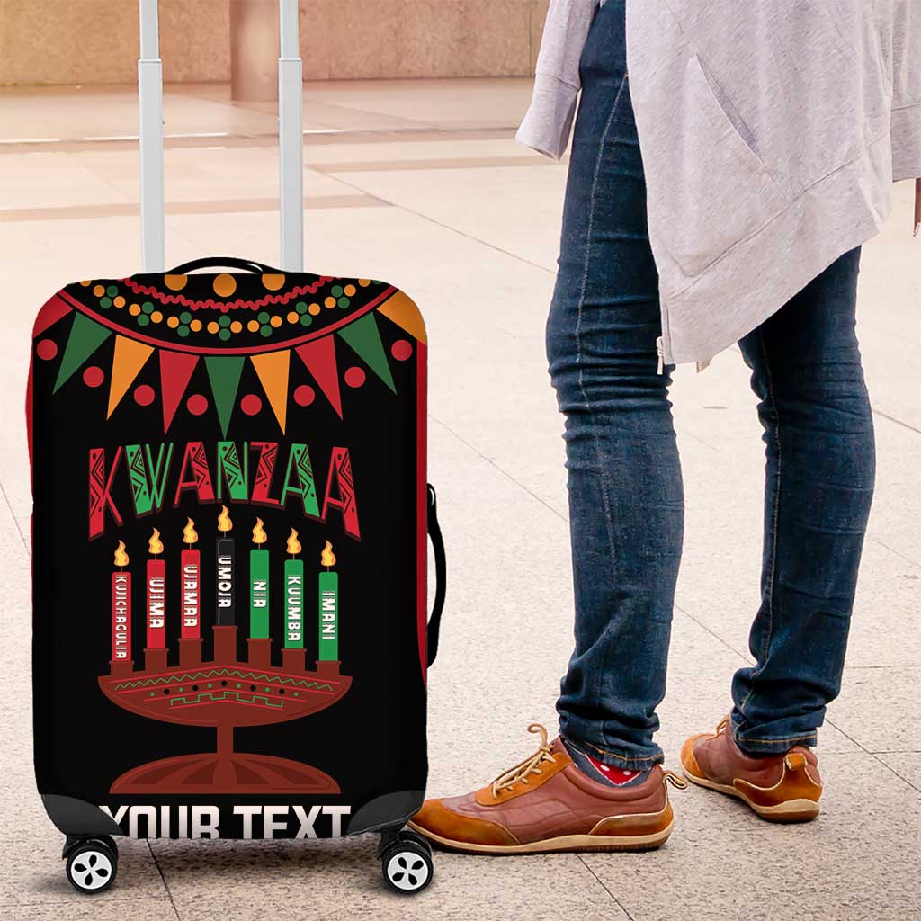 Personalized Afro-American Kwanzaa Luggage Cover Kinara Candles African Pattern