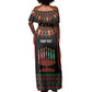 Personalized Afro-American Kwanzaa Off Shoulder Maxi Dress Kinara Candles African Pattern