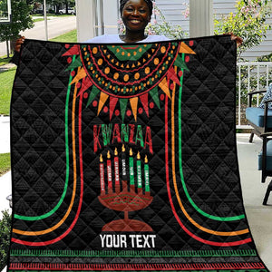 Personalized Afro-American Kwanzaa Quilt Kinara Candles African Pattern