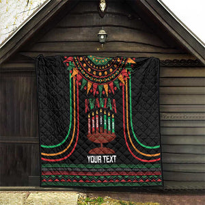 Personalized Afro-American Kwanzaa Quilt Kinara Candles African Pattern