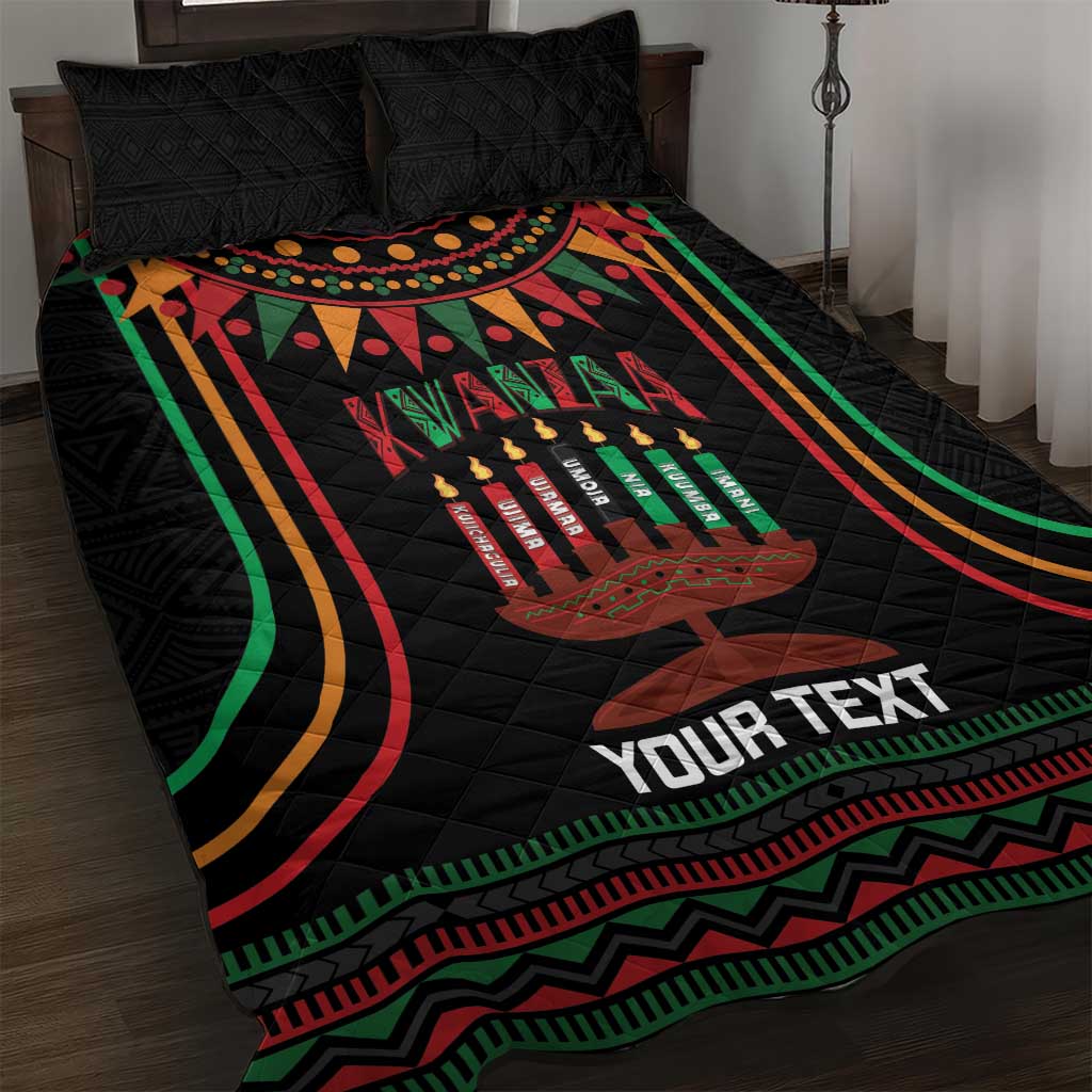 Personalized Afro-American Kwanzaa Quilt Bed Set Kinara Candles African Pattern